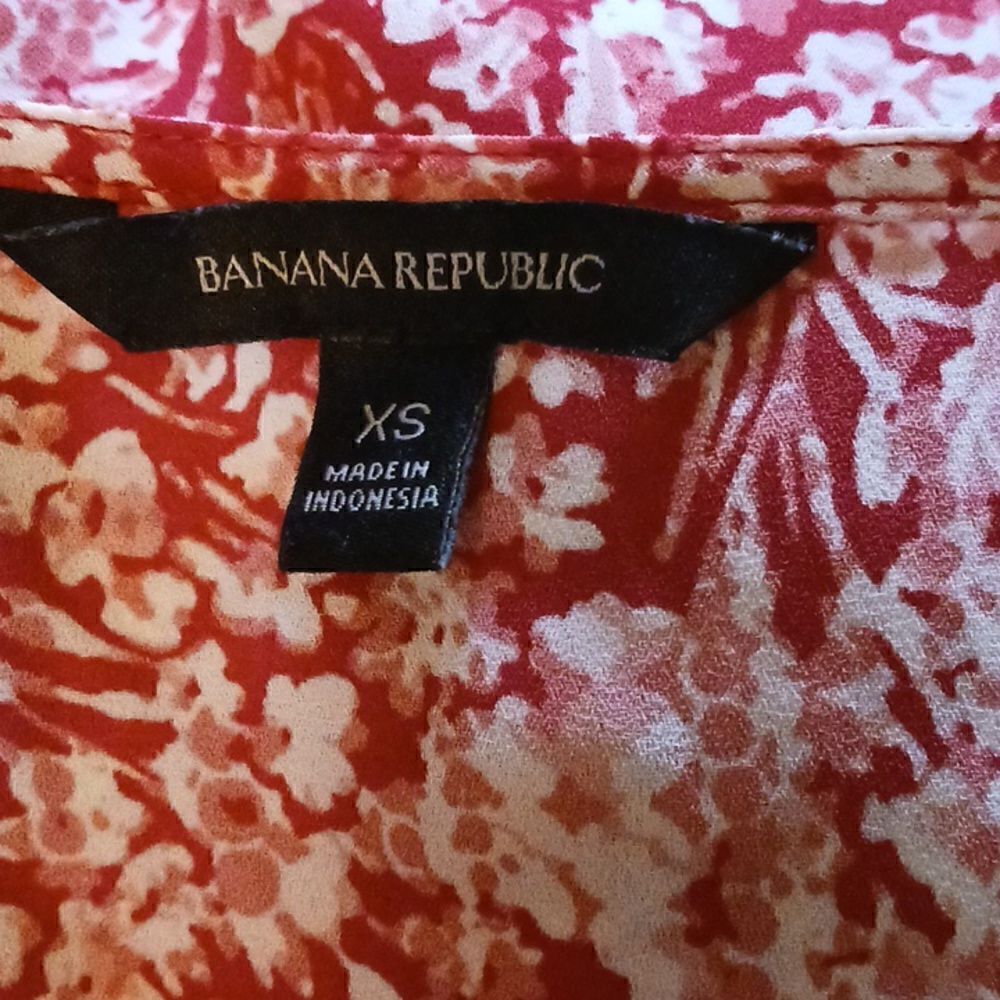 Banana Republic Floral Ruffle Blouse XSMALL Red Pink - Picture 11 of 12